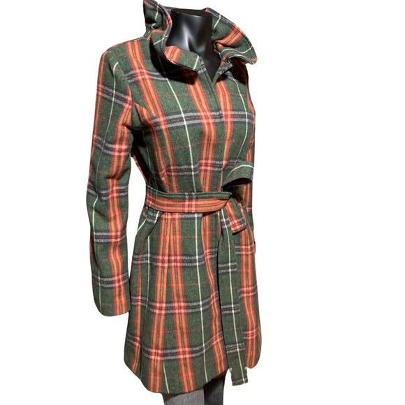 Matty M Vintage Style Tartan Plaid Light Wool Coat Lined - Picture 2 of 4